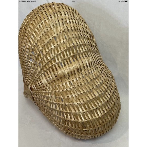 Vtg Hand Woven Blonde Split Oak Butt Egg Linen Antq Basket 19x13” Primitive USA - Picture 16 of 16